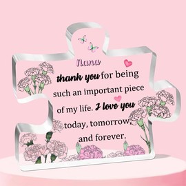 Nana 2PC Set Acrylic Puzzle Plaque Heart Hanging Ornament Women Mothers Day Birthday Grandma Appreciate Thanksgiving Christmas Nana Thank You Keepsake Retired from Grandkids
