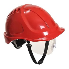 Portwest PW54 Endurance Plus Visor Workwear Safety Helmet Red