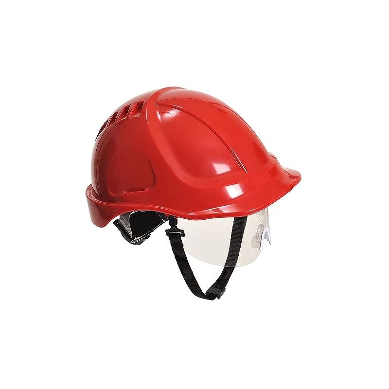 Portwest PW54 Endurance Plus Visor Workwear Safety Helmet Red
