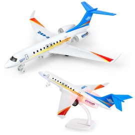 Hymaz Plane Toy Single Airlines Model Airplane Alloy Metal Aircraft Toys Pull Back Business Jet Planes with Lights and Sounds for Kids Boys Girls with Display Rack