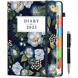 2025 Diary A5 Week to View, Colorful Weekly Planner, Appointment Book with Pen, Business Planner for Home Office School, Make Lists (Flowers)