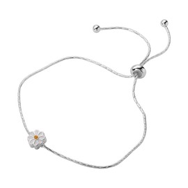 Cute Daisy Bracelet for Women Sterling Silver Plated Sweet Delicate Sunflowers Dainty Adjustable Anklet Charm Link Bracelets Jewelry Fashion Gifts for Daughter Birthday Valentine 's Day Graduation