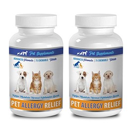 Anti Allergy for Cats - Allergy Relief Pets - for Dogs and Cats - Amazing Formula - Chewy Tablets - cat Dry Skin Supplements - 2 Bottle (150 Chews)