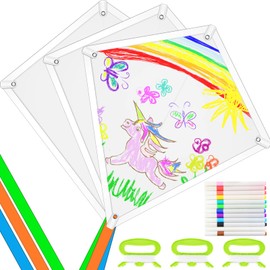 3 Piece DIY Dragon Craft Set, Dragon Craft Set with Dragon Sail, Dragon Tails, Kite Cord and Handle, Flying Kites for Painting Yourself for Boys and Girls, Creative Crafts