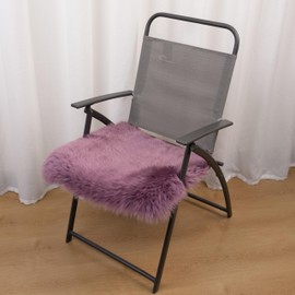 CAERJONA Genuine Sheepskin Chair Cover Soft and Comfortable Plush Natural Fleece Seat Cushion for Kitchen, Office, Chairs (Grape, 18" x 18")