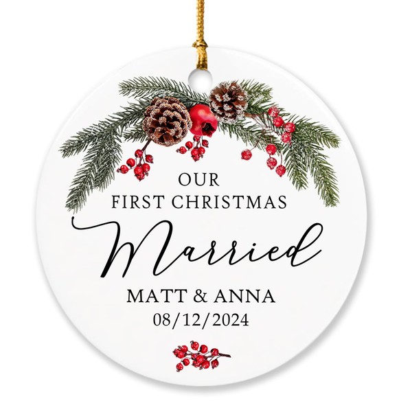 Our First Christmas Married Ornament 2024, Personalized Just Married 1st