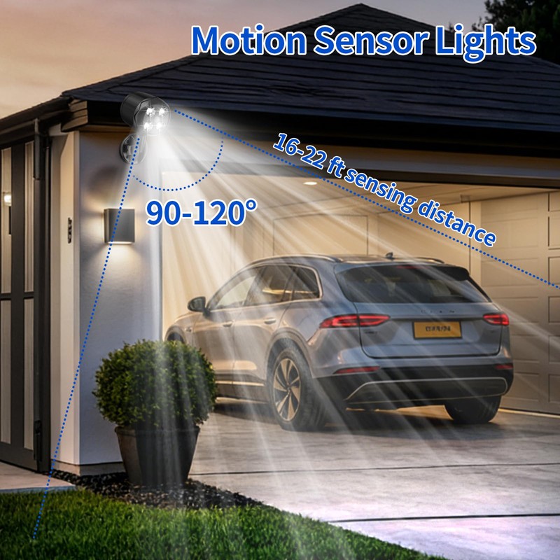 Ottymer Battery Operated Outdoor Motion Sensor Light, 600LM 6000K Waterproof