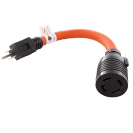 AC WORKS 1 ft. 15 Amp Household Plug to L14-30 30 Amp 4-Prong Transfer Switch Inlet Adapter S515L1430-012