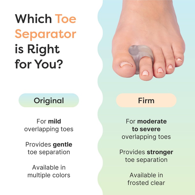 ZenToes Firm Gel Toe Separators for Overlapping Toes, Bunions, Big