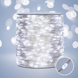 PCORES 525FT Cool White Fairy Lights, 1600 LEDs, Plug - in, 8 Modes with Timer, Remote, Dimmable & Waterproof, Ideal for Bedroom, Garden, Christmas, Wedding, Birthday (Indoor/Outdoor)