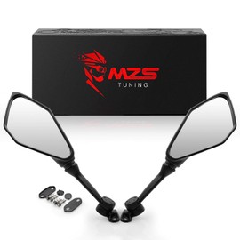 MZS Racing Motorcycle Mirrors, Rear View Side Fairing Mirror Black Compatible with ZX6R ZX-6R ZX636 2013-2022 | EX300 ABS 2013-2018 | EX400/EX650 2018-2023 | CBR650R 2019-2023 | FZ6R 2009-2017