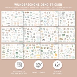 BIROYAL 12 Sheets Sticker Birthday Set - Over 500 Stickers for Guest Book Birthday, Photo Album, Birthday Cards & Gifts - Birthday Decoration Full of Love for Adults and Children (17 x 24 cm)