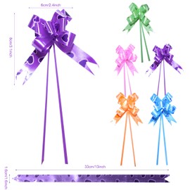 Aruicheng Pull Bows for Gift Wrapping 50Pcs Gift Bows 5 Colors Love Present Basket Pull Bows Decoration Wrapping Bows for Wedding Birthday Valentine's Present Gifts