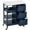 DWVO Rolling Kitchen Island Cart with 3 Drawers, 27 inch