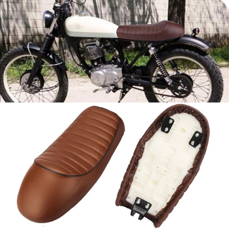 GOODFITMENT Brown Vintage Motorcycle Hump Retro Saddle Seat For Cafe