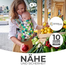 Kinderkraft Babytrage NINO CONFETTI, Rückentrage, Bauchtrage für Säuglinge und Kleinkinder, Baby Carrier, Kindertrage, Ergonomisch, aus Baumwolle, ab 3 Monate bis 20 kg, Grau