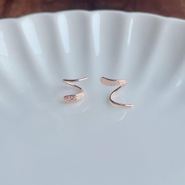 Silver Silver 925 Gold 18K Coated Spiral Spiral Ring Twisted Earrings, Sterling Silver Silver