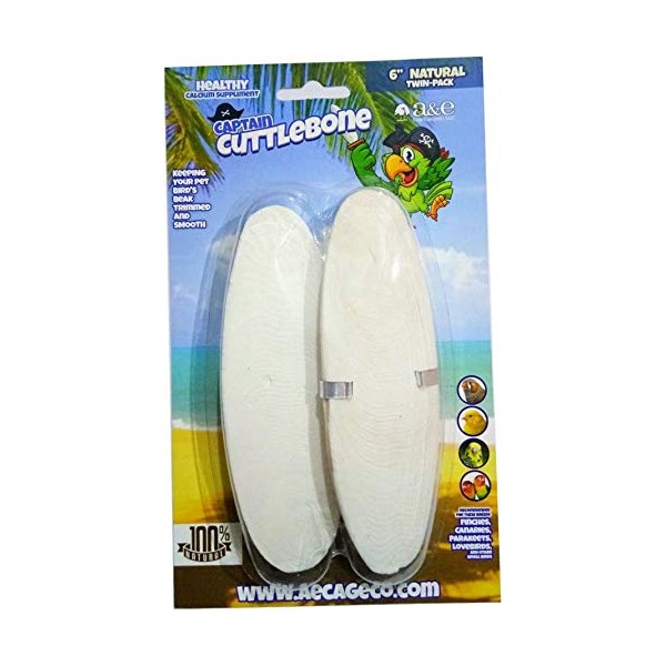 A&E Cage Company Natural Flavoring 6in Cuttlebone Twin Pack