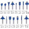 15pcs Router Bits, 1/4" Shank Tungsten Carbide Corner Edge Tool,