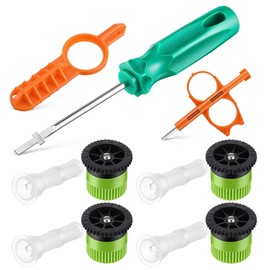 Gulfmew Sprinkler Nozzle & Adjustment Tool Kit, 4 Pack 10A Adjustable Spray Nozzles with Filters, Rotor Screwdriver and Sprinklers Key, Compatible with Hunter MP/Rain Bird Sprinkler(Green & Orange)