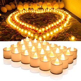 HuLuHouse 24PCS Velas Decorativas Sin Llama, Velas Electricas Impermeables, Sustituibles, Imitación de Llama, Velas Led con Pilas para Pedidas de Mano, Decoración de Escritorios, Halloween y Navidad