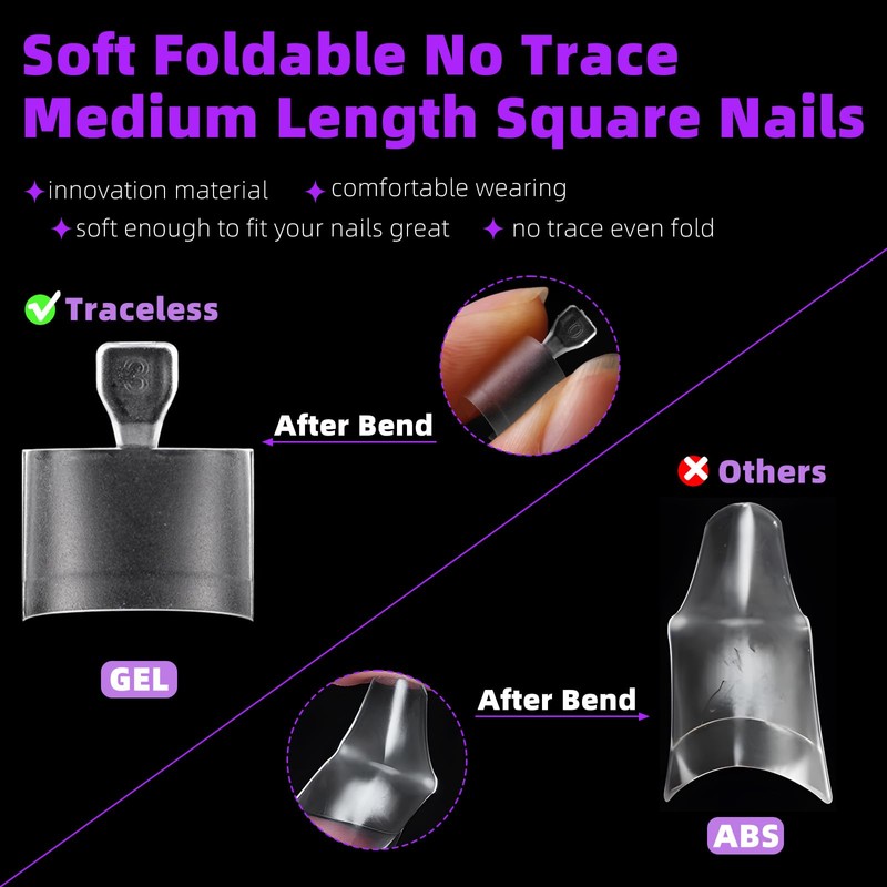 360pc Clear Fake Toenail Tips Feet Gel Toe Nails Tips