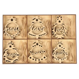 Inkdotpot 18pcs Wooden Christmas Ornaments, Unfinished Wooden Laser Cutouts Bell Shaped Embellishments Hanging Ornament for Christmas Decorations- Tree Decor- Kids Crafts DIY