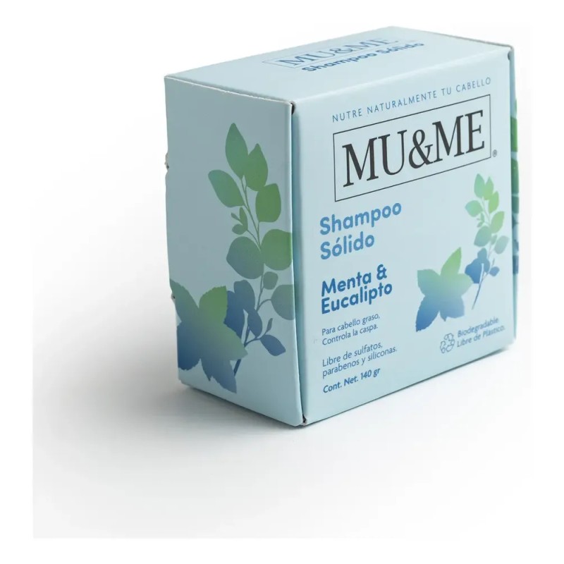 Shampoo Solido Mu&me Menta & Eucalipto Control Caspa 140gr