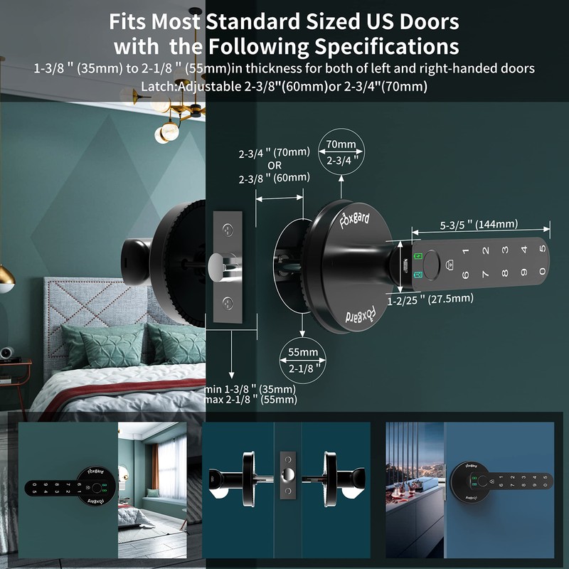 Foxgard Smart Fingerprint Door Lock, Biometric Door Lock, Electronic Door