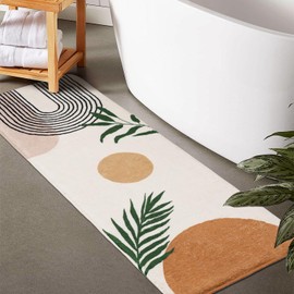 Boho Bathroom Runner Rug Non Slip, Large Long Bathroom Rug Cute Bath Mat for Bedroom Hallway Kitchen, Soft Plush Washable Shower Rug