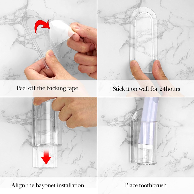 Linkidea Wall Mount Electric Toothbrush Holder, Acrylic Power Toothbrush Hanger,
