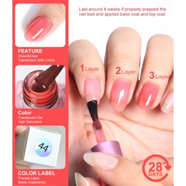 DouborQ 20 Colors Jelly Crystal Gel Nail Polish Set Nude Pink Red Purple White Black Green Orange Soak Off Nail Polish for Girls