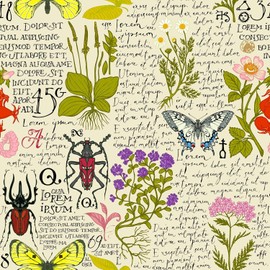 Self Adhesive Botanical Floral Drawer Liner Contact Paper Shelf Liner Decorative Herbal Peel and Stick Wallpaper for Walls Cabinets Furniture Arts Crafts Decal 17.7X117 Inches