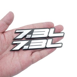 Pair Set 7.3L Liter Highly Polished Aluminum Truck Engine Swap Letter Nameplate Emblem Badge (Silver)
