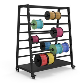 Wire Spool Rack,Heavy Duty Wire Spool Holder with 12 Adjustable Rods,Cable Caddy with Wheels for Industrial, Electrical,Retail Use(Black)