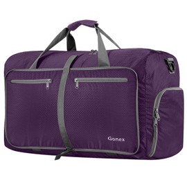 Gonex 80L Packable Travel Duffle Bag Foldable Duffel Bags for Luggage Gym Sports Camping Travelling Cycling Storage Shopping Water & Tear Resistant Purple