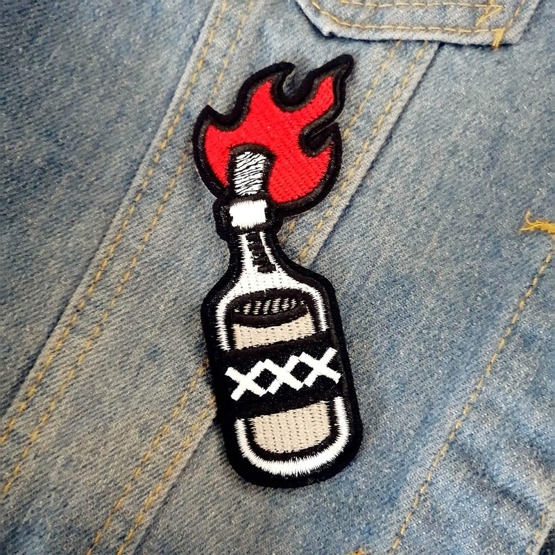 CHBROS Fire Bottle Embroidered Patch Iron on Patches for Clothing