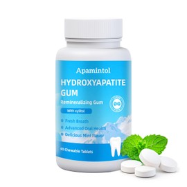 Hydroxyapatite Gum - Remineralizing Sugar-Free Mint Gum with Xylitol to Freshen Breath and Protect Tooth Enamel, 1Bottle(60 Counts)