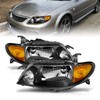 AmeriLite Crystal Headlights Black Amber for Mazda Protege - Passenger