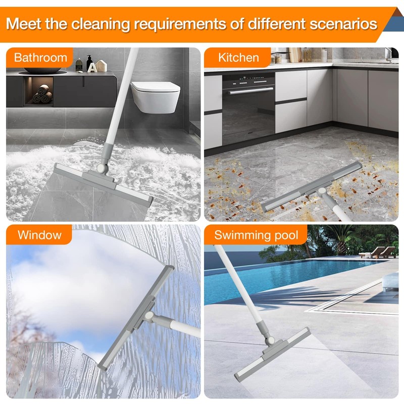 YANGMUM Floor Squeegee for Concrete Floor, Long Handle Shower Squeegee,