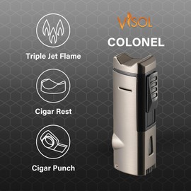 Visol Colonel Triple Flame Torch Lighter (Shipped Without Butane)