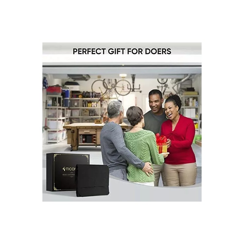 TICONN Heavy Duty Waxed Canvas Apron, 16oz Thick Canvas Multi-Functional