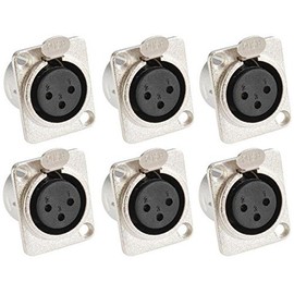 Adam Hall Connectors 7837-Set of 6 XLR Socket Female 3-Pin D-Type Silver Installation Coupling