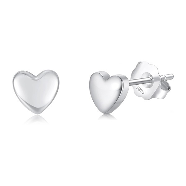 Deyanse Silver Studs Earrings for Women, 925 Sterling Silver Heart