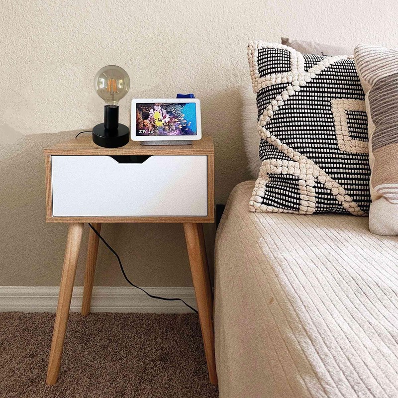 atiyoc Black Polished Metal Desktop Lamp Base, Small Industrial Table