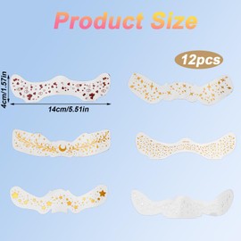 12pcs Freckles Face Tattoo Glitter, Waterproof Sparkle Fake Freckles Stickers for Women Self-Adhesive Shimmer Makeup Patches for Festival Rave Cosplay (Random Color)