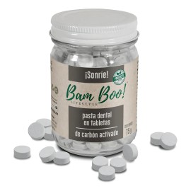 Pasta Dental Sólida Carbón Activado Frasco 75gr Bam Boo