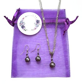 Cultured Freshwater Pearl Necklace & Earring Set ~ Ivory Cream or Peacock Grey ~ Organza Bag & Tag Included