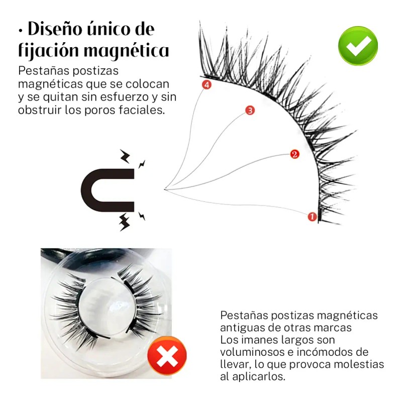 Kit De Pestañas Magnéticas Reutilizables Con Aplicador