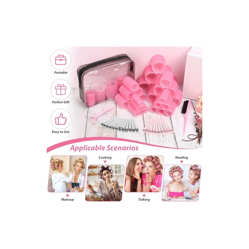 Qinzave 65 PCS Hair Curler Rollers with 5 Sizes Self
